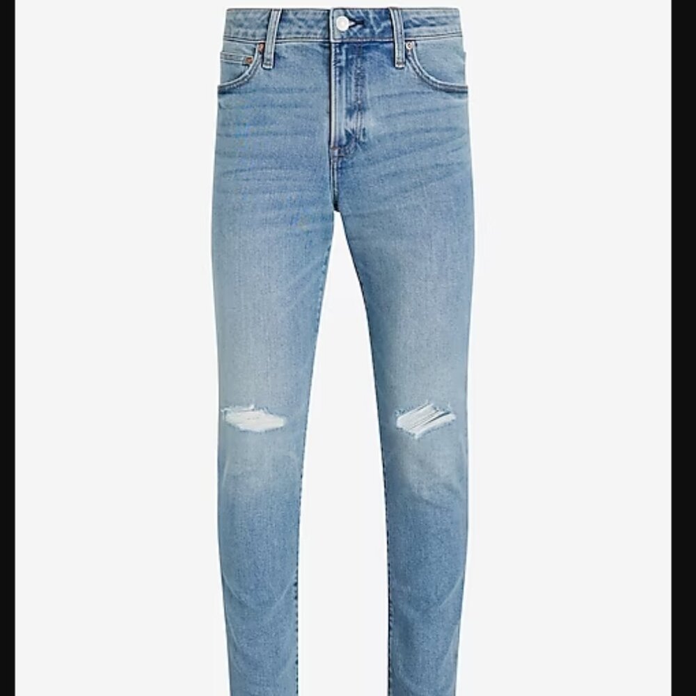 NWT Express 31x32 Skinny Light Wash Ripped Hyper Stretch Jeans